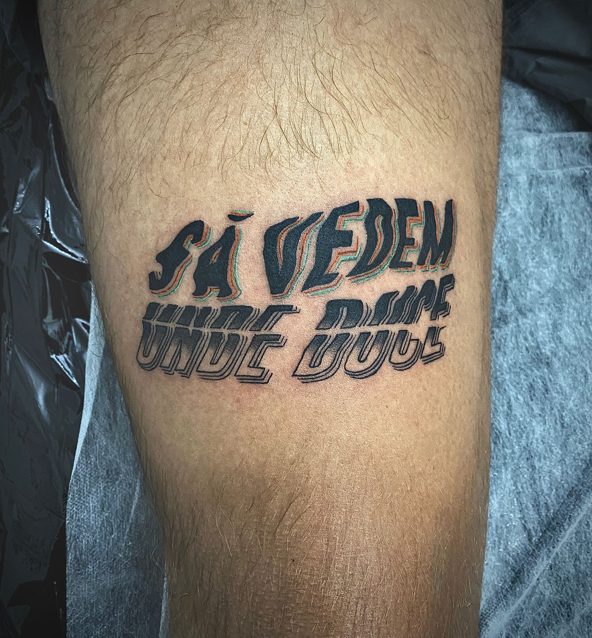 tatuaj scris, tatuaj color, tatuaj picior